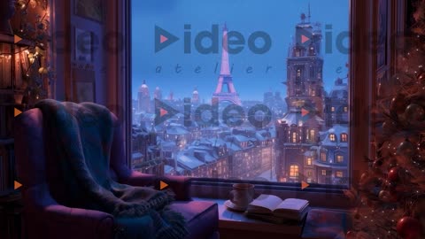 Christmas Frame TV Motion Art: 4K Low Stim New Year Winter Street Holiday Home Interior Paris Decor