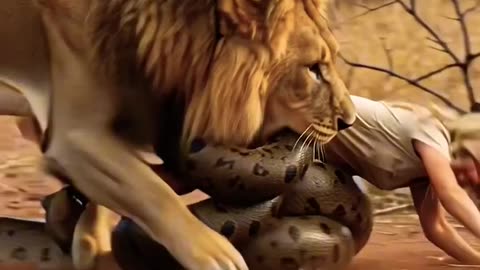 Beauty and the Beast‼️Wild Edition #lion #anaconda