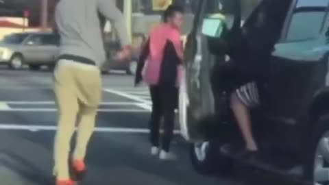 Police catch couple in the act of road rage, arrested on the spot. Instant Karma