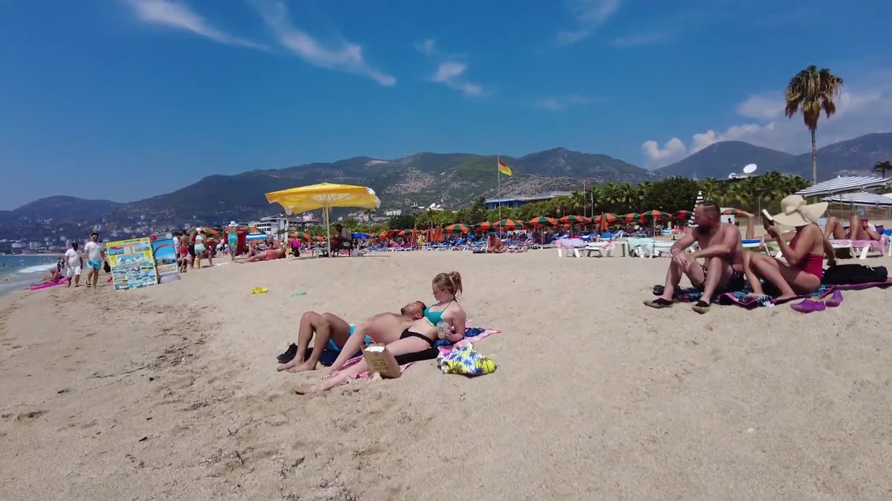 🇹🇷Sunny Day at CLEOPATRA Beach tour Antalya #beach #beachtravel #seebeach #bikinibeach
