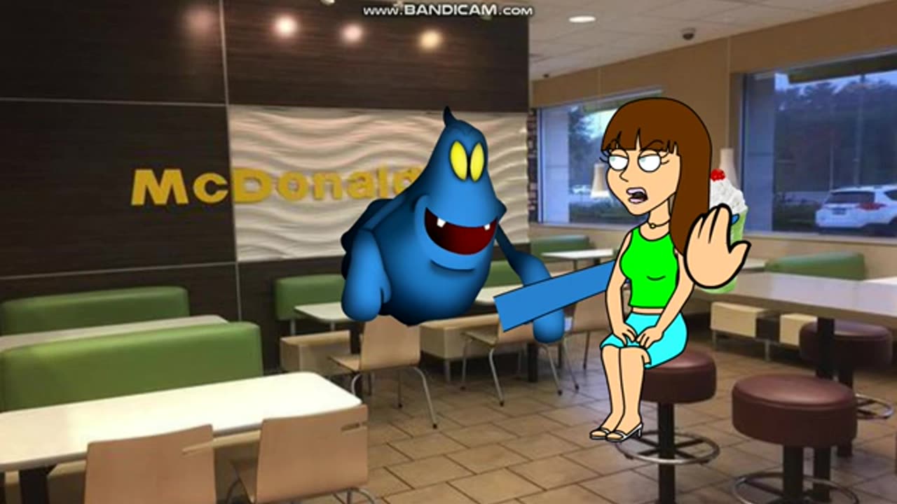 Blue Twirler Tries to Steal Cortana's Shamrock Shake at McDonald's on St Patrick's Day