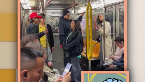 Woman Trips Trying to Snatch MAGA Hat in NYC Subway