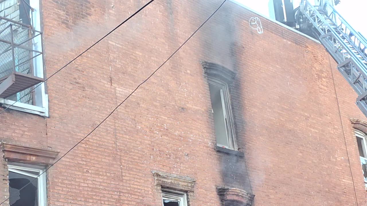 Aftermath of the fire above the vegan bakery. Apts' destroyed