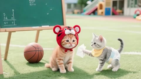 Silver Gradient Kitten Hit by Basketball in Practice