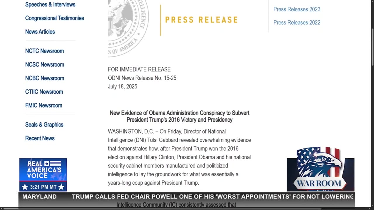 NEW DETAILS FROM DNI GABBARD’S PRESS RELEASE