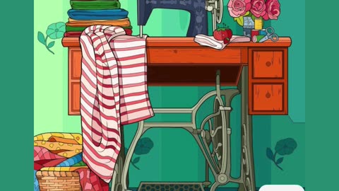 Vintage Sewing Machine with Colorful Fabrics and Flowers in a Cozy Interior