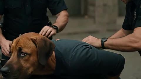 The poor dog was detained by the police.