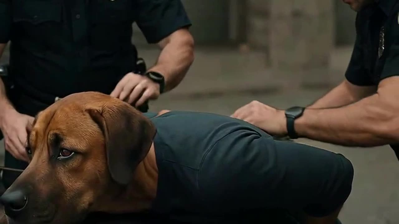 The poor dog was detained by the police.