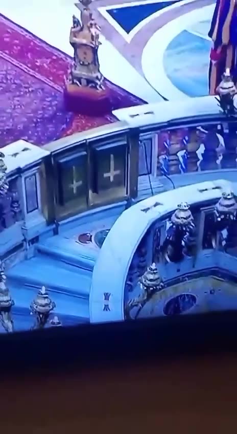 Upside Down Crosses at The Pope's Funeral symbolizing Satanism