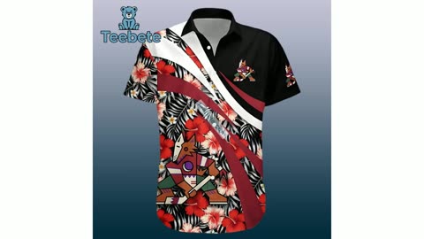 Tropical Hibiscus Cleveland Browns Orange Hawaiian Beach Shirts