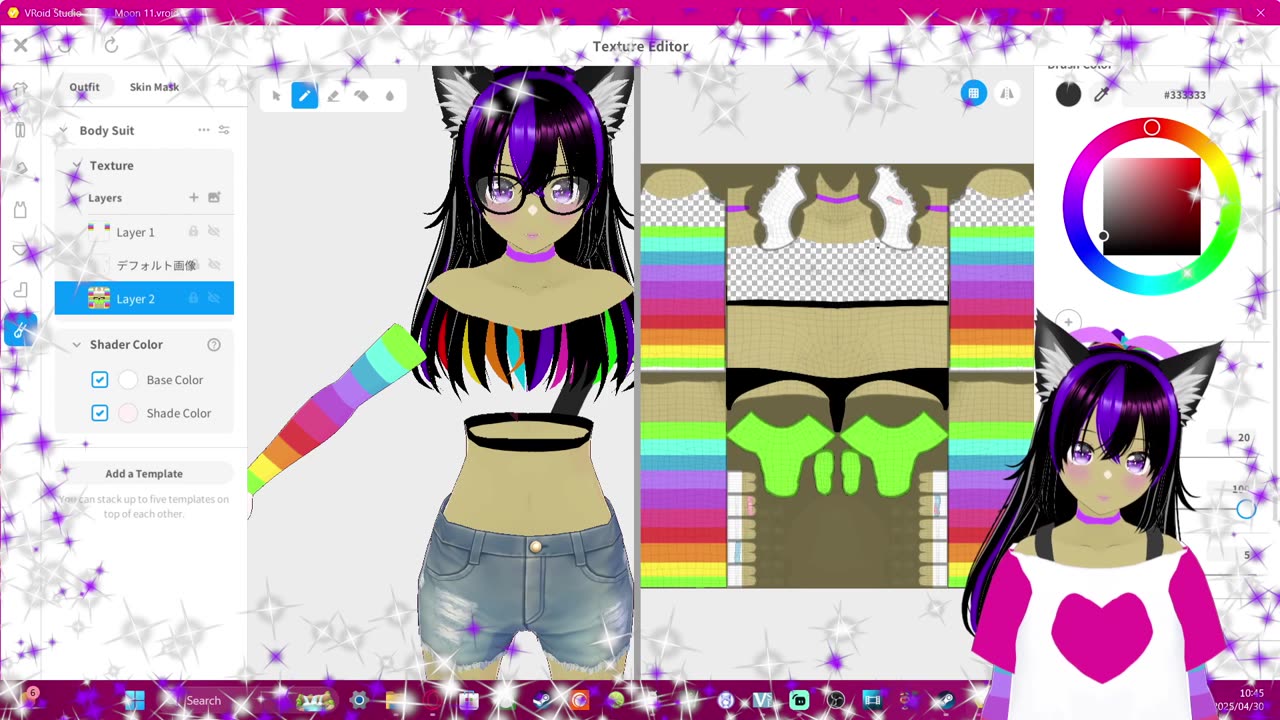 VRoid Timelapse - OCself Moon Blackrose!