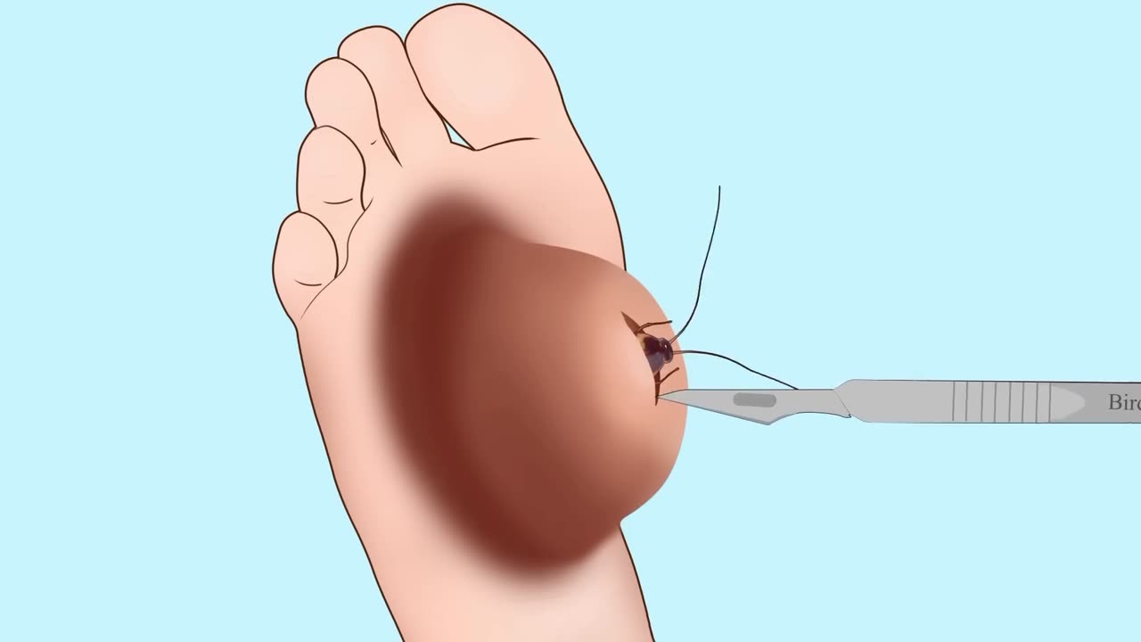 Remove cockroach from infected foot cyst animations