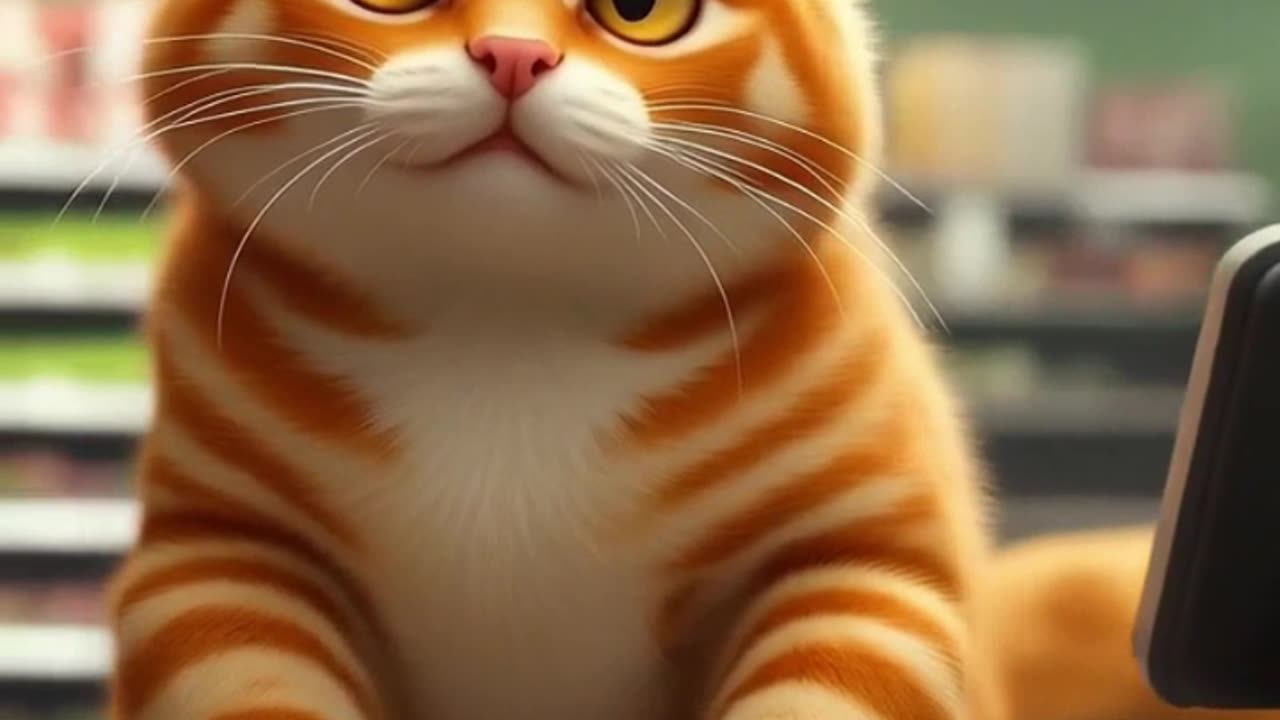 Orange Cat Goes Grocery Shopping! 🛒😺| Veggie Checkout Adventure - 001 #funnycats #shorts #shortvideo