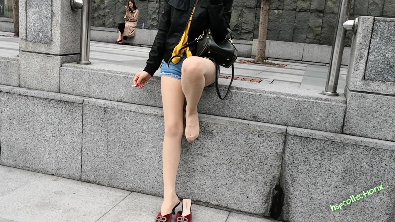 On her mobile...