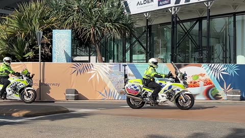 Police Officers Patrolling Surfers Paradise with Dedication on Motorcycles