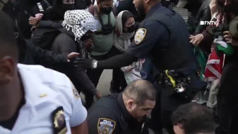 Anti-Israel agitators brawl with police near Brooklyn College in NYC