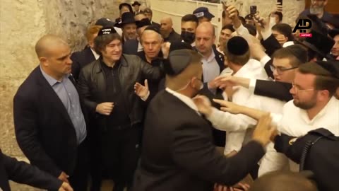 Argentine President Javier Milei praying at Western Wall in Jerusalem