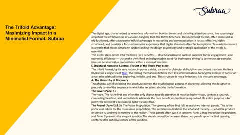 The Trifold Advantage: Maximizing Impact in a Minimalist Format- Subraa