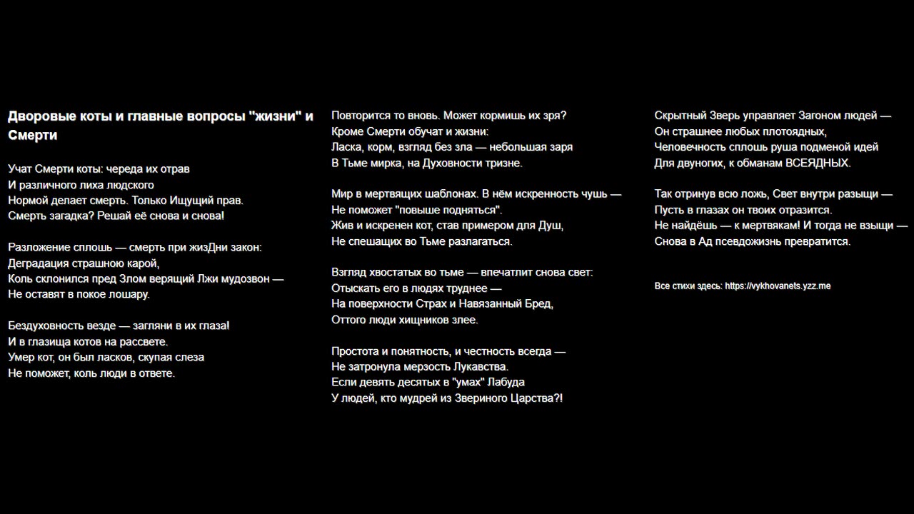 Дворовые коты и главные вопросы "жизни" и Смерти