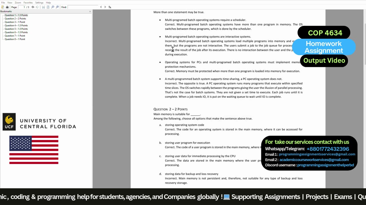 Student Work(Assignment) | COP 4634 Output Project - Systems & Networks I | UCF