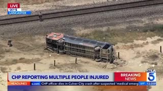 BREAKING: As many as 20 people were injured after a transit bus overturned in Lancaster, California