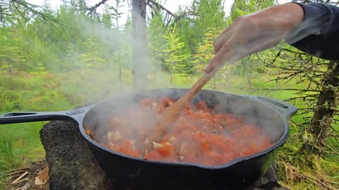 Wilderness STEAK with Forest-Made Pasta | ASMR Relaxing Nature Cooking