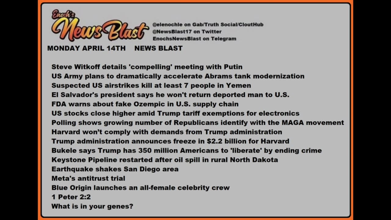 Monday April 14, 2025. News Blast