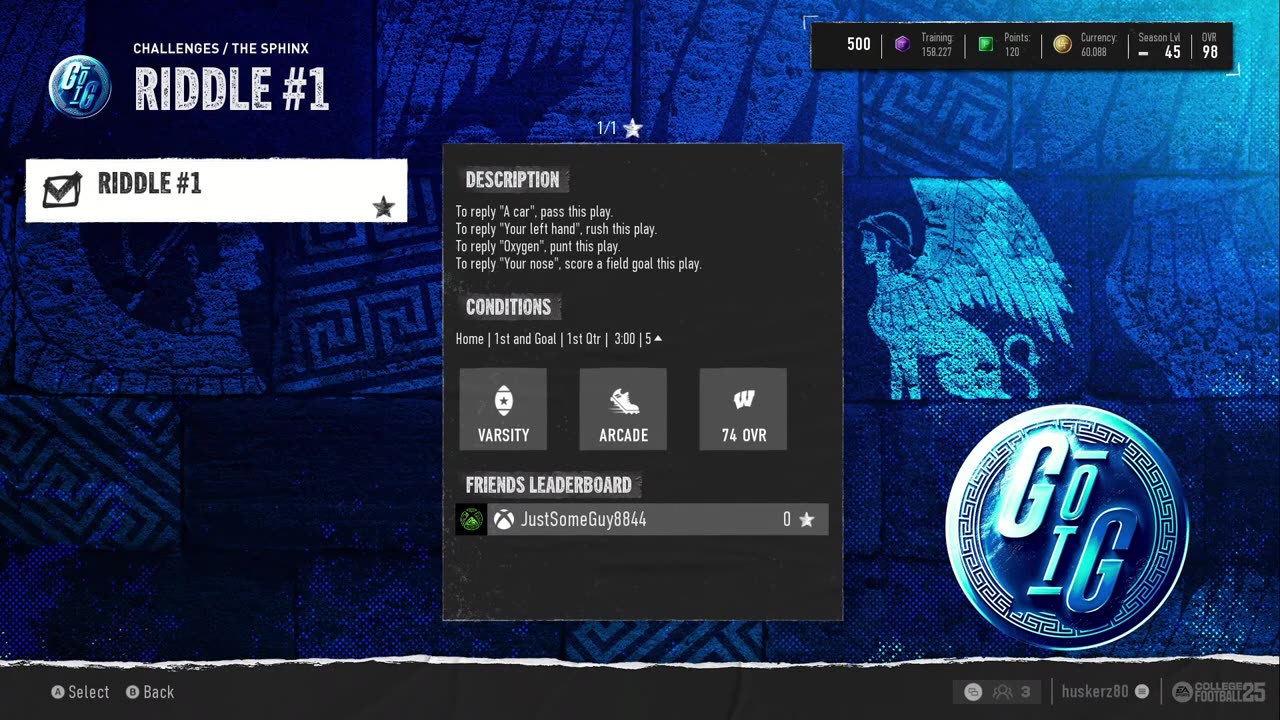 College Football 25/The Sphinx/Riddle #1