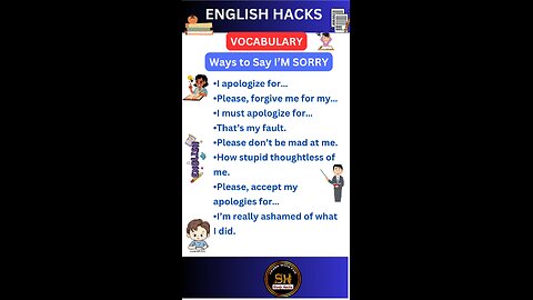 Ways to say I'M SORRY । spoken english #studyhacks123 #spokenenglish #english #shorts