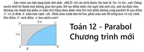 Sân vườn sau nhà dạng hình chữ nhậtABCD với các kích thước lần lượt là5m và8m , anh Thắng