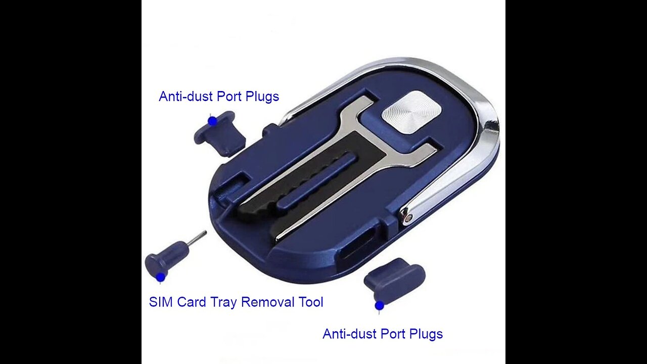 Multifunction Phone Finger Ring, with Anti-dust Port Plugs & SIM Card Tray Removal Tool (2-Pack)