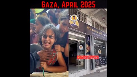Gaza April 2025 - Fake hungry kids laughing next to the truth: Open restaurants, pizza, shawarma...