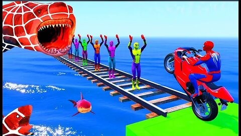 SPIDER-MAN!on Motorcycle SPIDER MAN Takes on Spiral Bridge Stunt Ride on Motorcycle🦺🥽