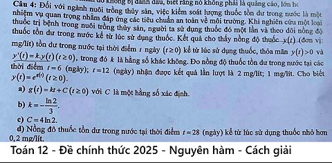 Đề chính thức 2025: Đối với ngàng nuôi trồng thủy sản việc kiểm soát lượng thuốc trừ sâu