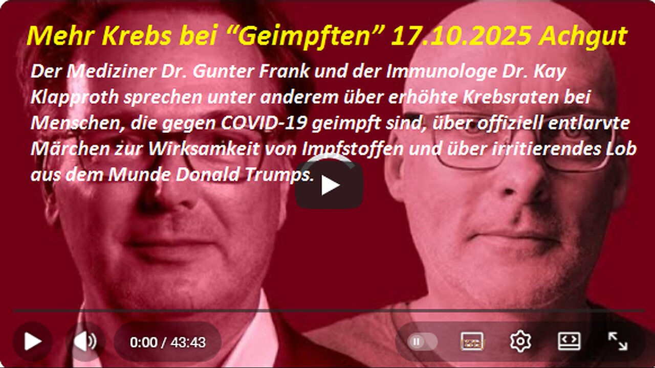 Mehr Krebs bei “Geimpften” 17.10.2025 Achgut