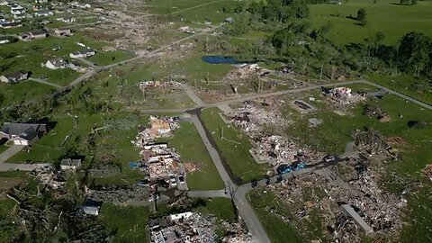 Drone video shows path of destruction tornado carved through Kentucky town