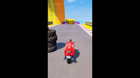 SUPER MAN Takes on Spiral Bridge Stunt Ride on Motorcycle🦺🥽بطال الخارقين على القضبان دوامة قمع جسر