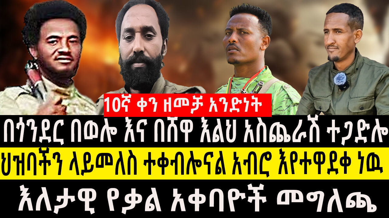 10ኛ ቀን ዘመቻ አንድነት፤-በጎንደር በወሎ እና በሸዋ እልህ አስጨራሽ ተጋድሎ/ህዝባችን ላይመለስ ተቀብሎናል አብሮ እየተዋደቀ ነዉ