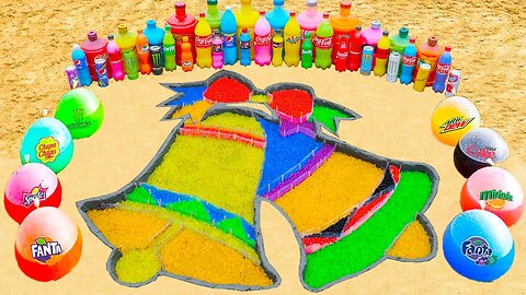 How to make Rainbow Christmas Bells with Orbeez, Balloons Fanta, Coca-Cola, Mentos & Popular Sodas