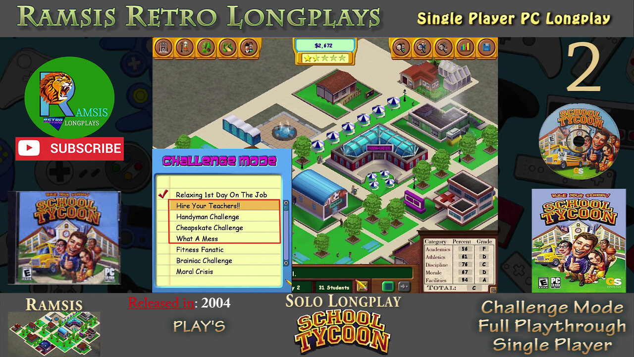 School Tycoon | PC Game | 2004 | Beginner Levels #2-5 | Challenge Mode