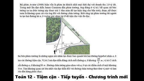 Toán 12: Tiệm cận: Bộ phim Avatar (2009) hiện vẫn là phim ăn khách nhất mọi thời đại với doanh thu
