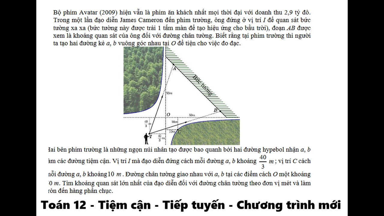 Toán 12: Tiệm cận: Bộ phim Avatar (2009) hiện vẫn là phim ăn khách nhất mọi thời đại với doanh thu
