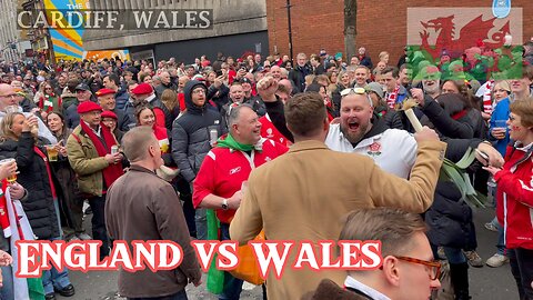 Cardiff City Centre. Wales vs England Rugby Six Nations 2025