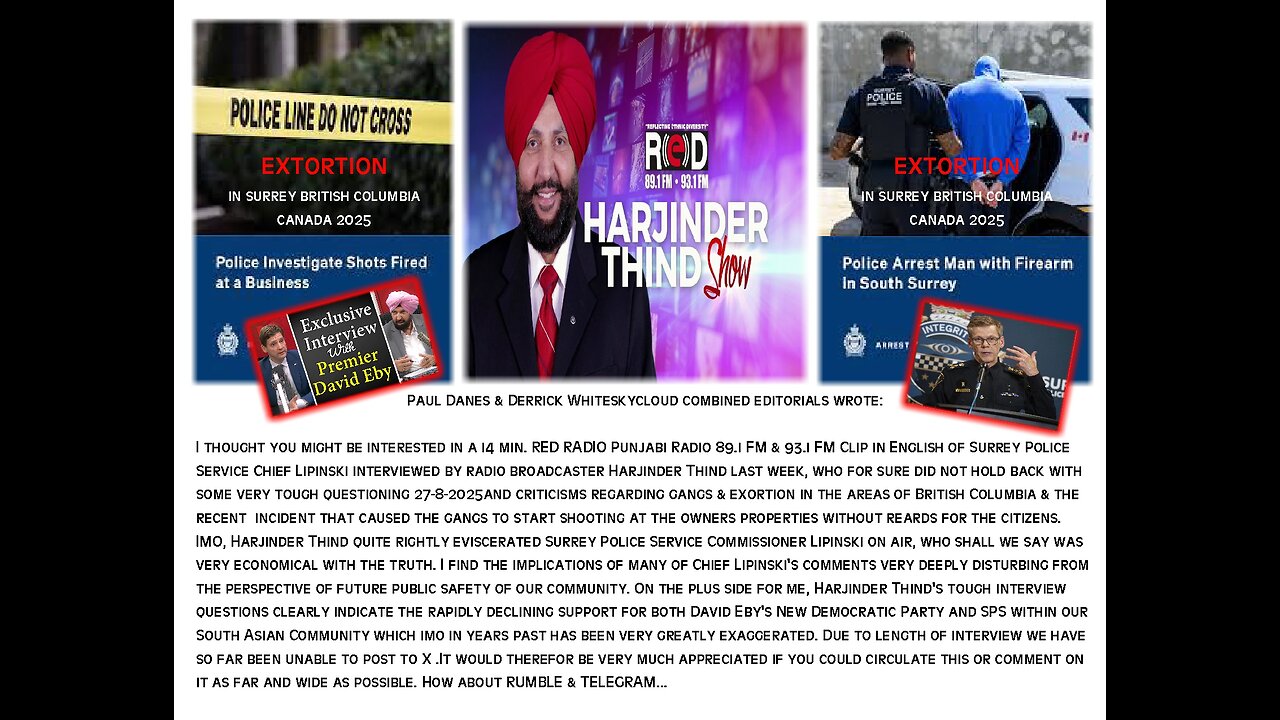 Surrey BC 2025- EXTORTION GANGS in Canada
