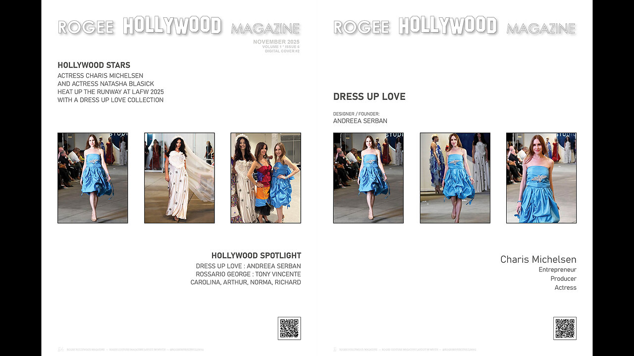 HOLLYWOOD STAR CHARIS MICHELSEN WAS FEATURED ON THE RUNWAY AT LAFW IN ROGEE BEVERLY HILLS MAGAZINE