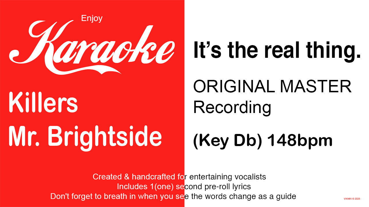 Killers - Mr. Brightside (Key Db) 148bpm (2025) Karaoke