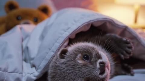 Tiny Otter Snuggling Under the Blanket – Cozy Sleep Video | PababaTV