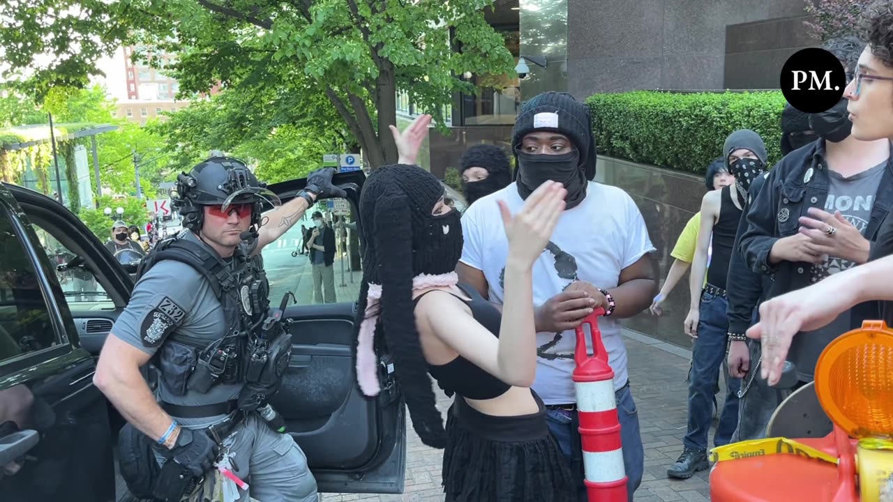 Antifa V Katie Daviscourt in Seattle at Christian event