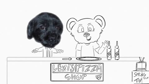 lexi makes a pizza, sauce preparation in work