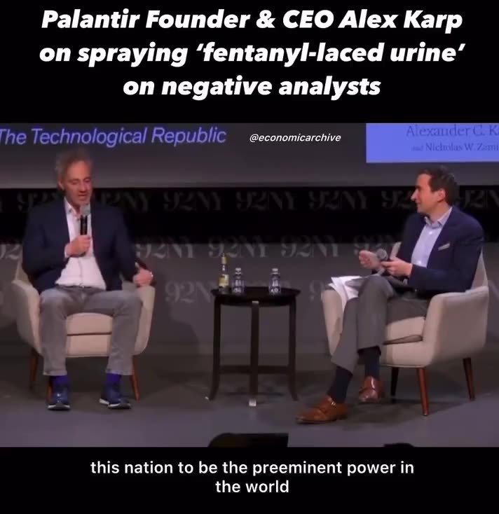 Palantir Founder and CEO Alex Karp would like drones to spray “fentanyl laced urine” on people